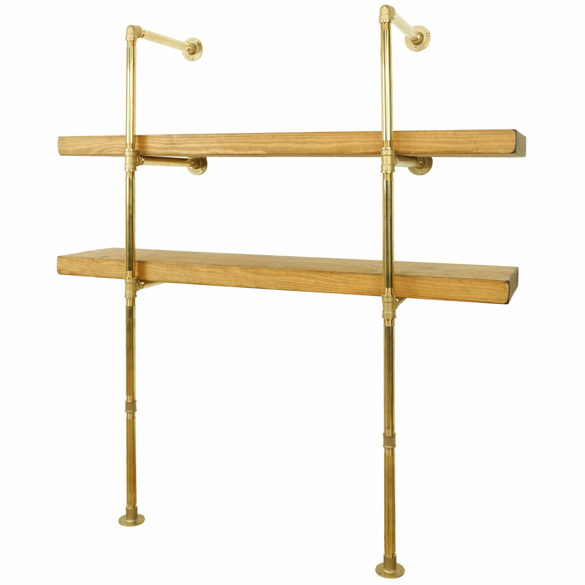 Floor Mounted Shelving Unit | Industrial Brass Pipe Style – Pipe Dream ...