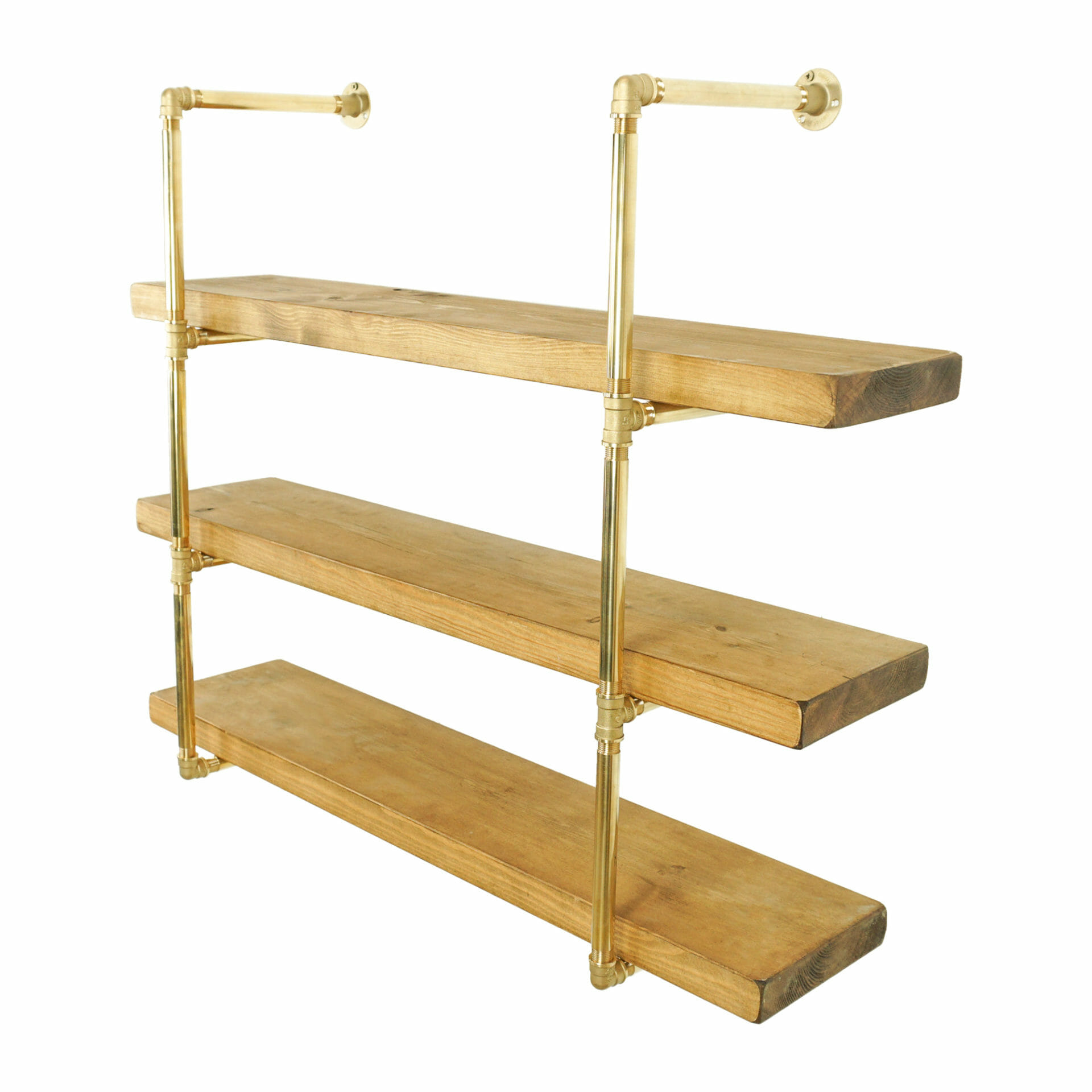 Wall Mounted Shelving Unit | Industrial Brass Pipe Style – Pipe Dream ...